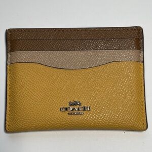 Coach Tan and Yellow Leather Card Holder